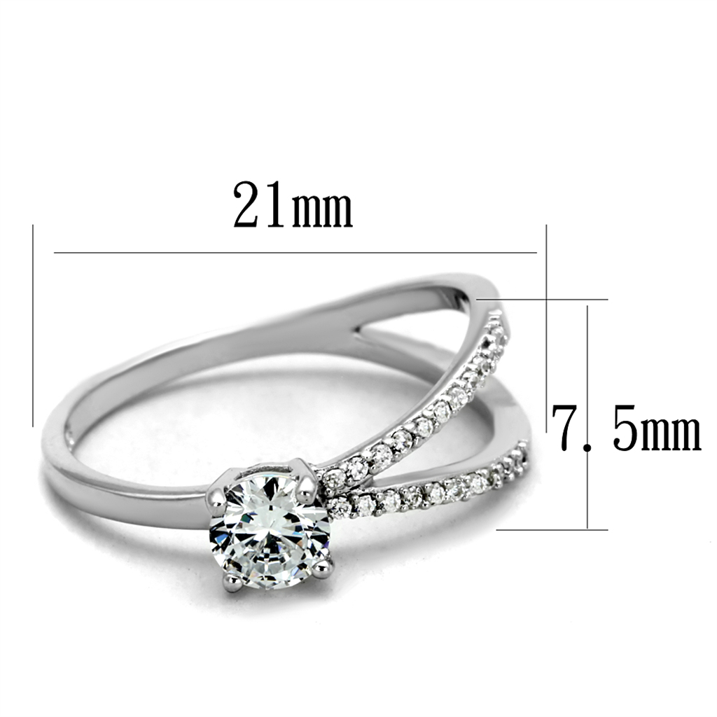 TS261 - 925 Sterling Silver Ring Rhodium Women AAA Grade CZ Clear