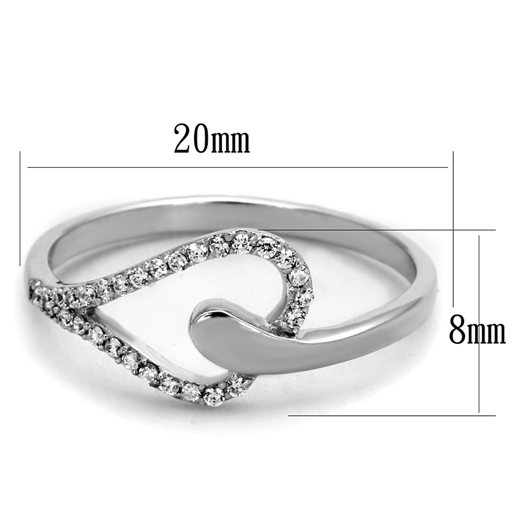 TS269 - 925 Sterling Silver Ring Rhodium Women AAA Grade CZ Clear