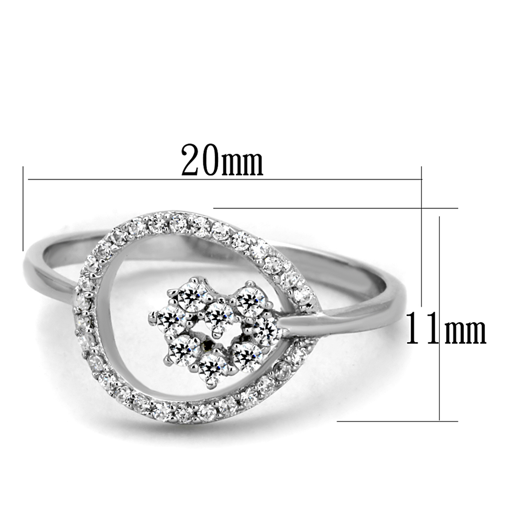 TS307 - 925 Sterling Silver Ring Rhodium Women AAA Grade CZ Clear