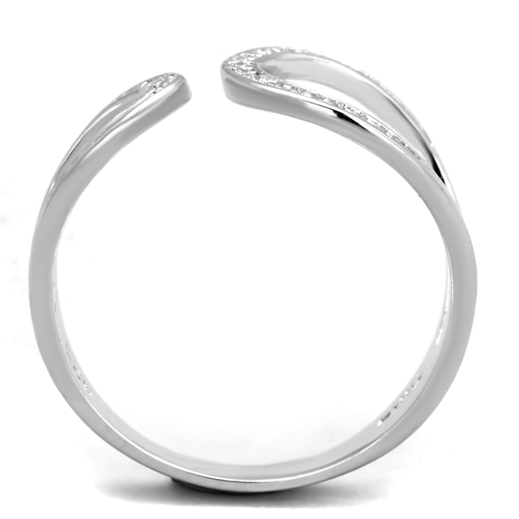 TS359 - 925 Sterling Silver Ring Rhodium Women AAA Grade CZ Clear