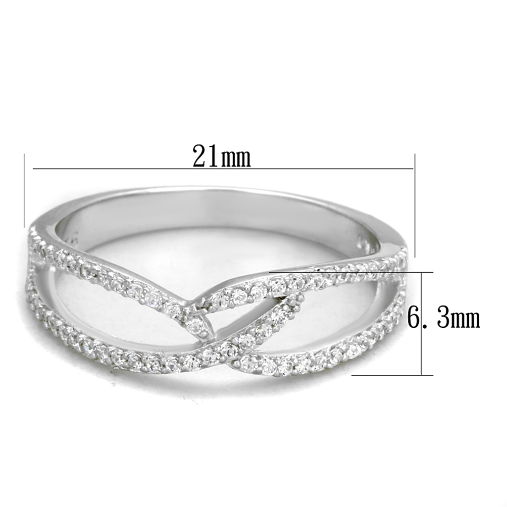 TS365 - 925 Sterling Silver Ring Rhodium Women AAA Grade CZ Clear