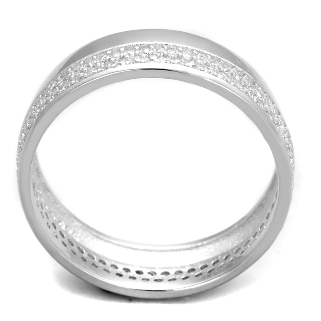 TS375 - 925 Sterling Silver Ring Rhodium Women AAA Grade CZ Clear