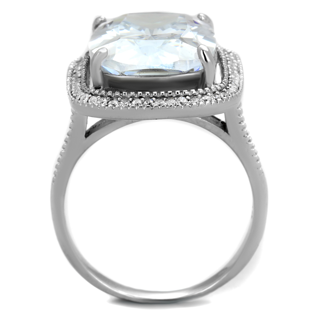 TS391 - 925 Sterling Silver Ring Rhodium Women AAA Grade CZ Clear