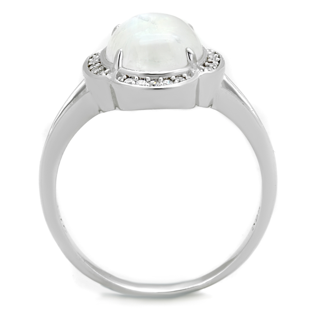 TS393 - 925 Sterling Silver Ring Rhodium Women Semi-Precious Clear