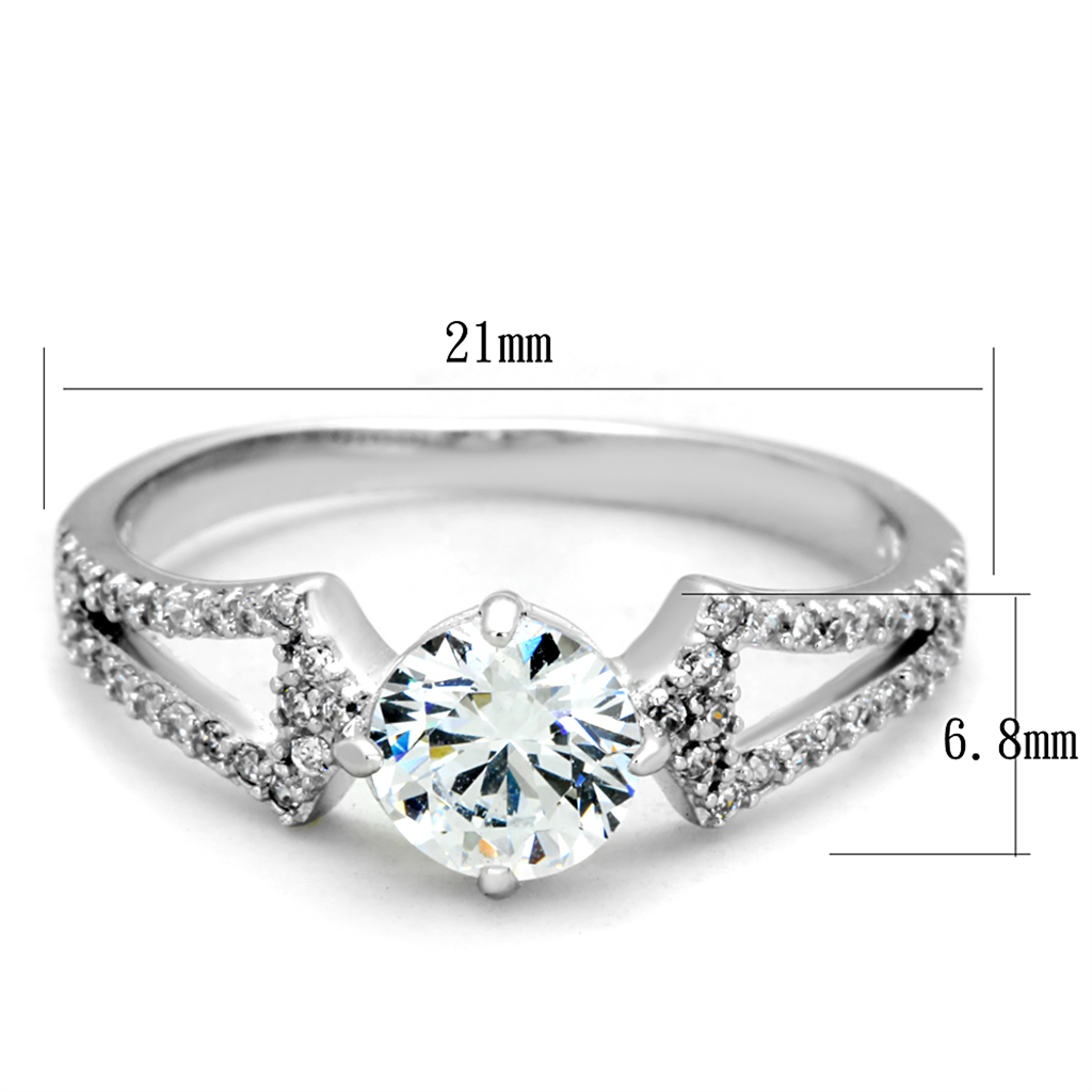 TS430 - 925 Sterling Silver Ring Rhodium Women AAA Grade CZ Clear