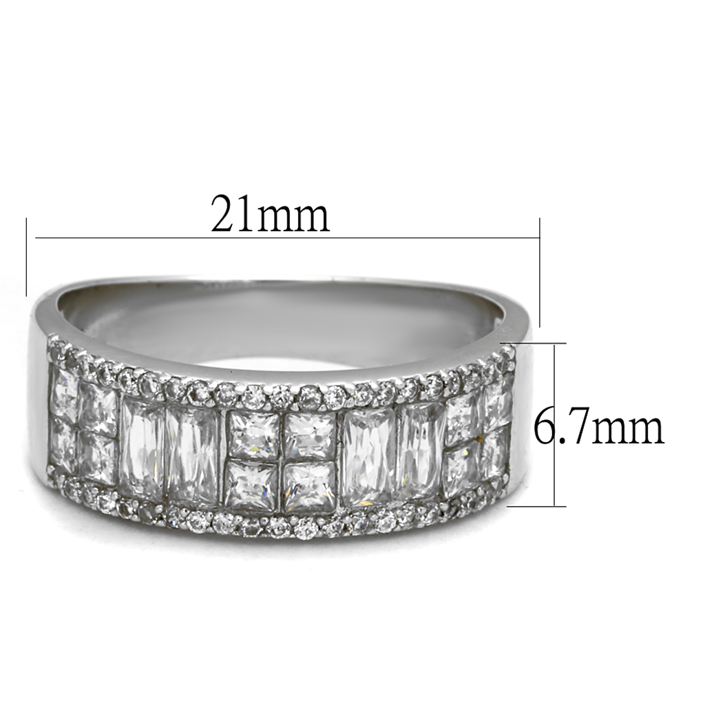 TS460 - 925 Sterling Silver Ring Rhodium Women AAA Grade CZ Clear