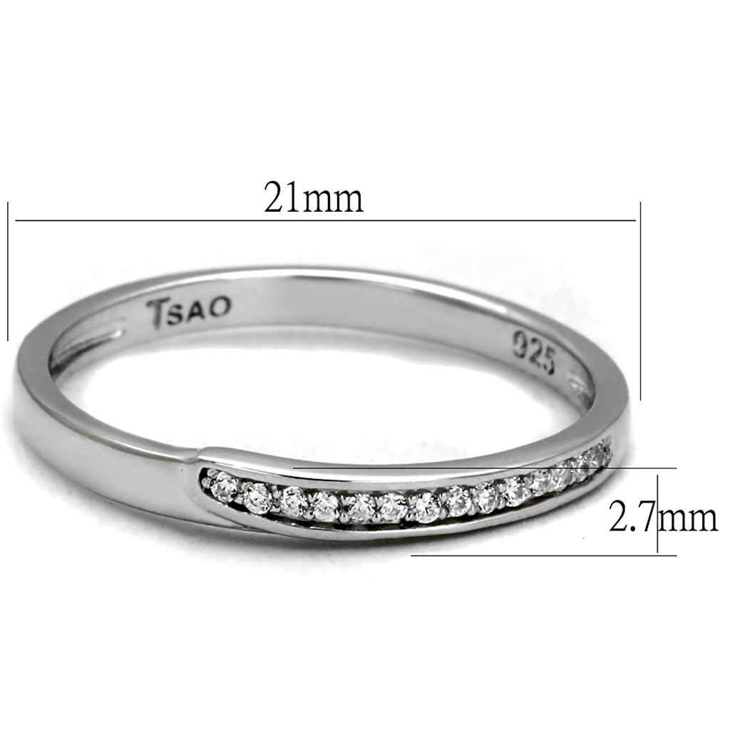 TS472 - 925 Sterling Silver Ring Rhodium Women AAA Grade CZ Clear