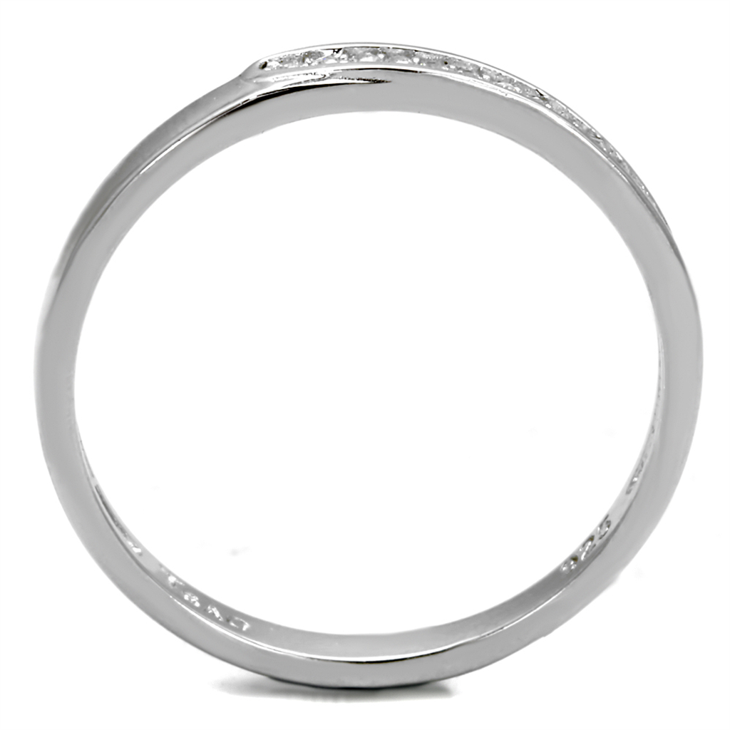 TS472 - 925 Sterling Silver Ring Rhodium Women AAA Grade CZ Clear