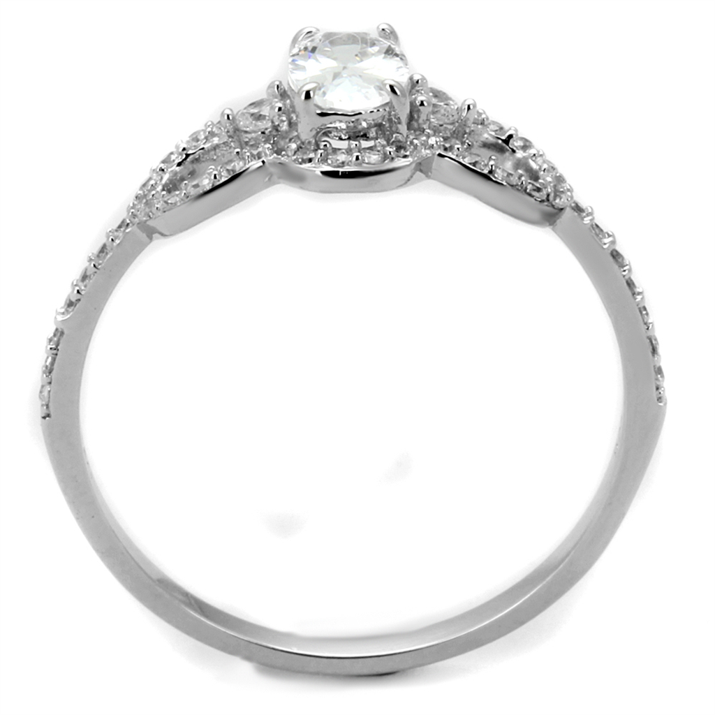 TS486 - 925 Sterling Silver Ring Rhodium Women AAA Grade CZ Clear