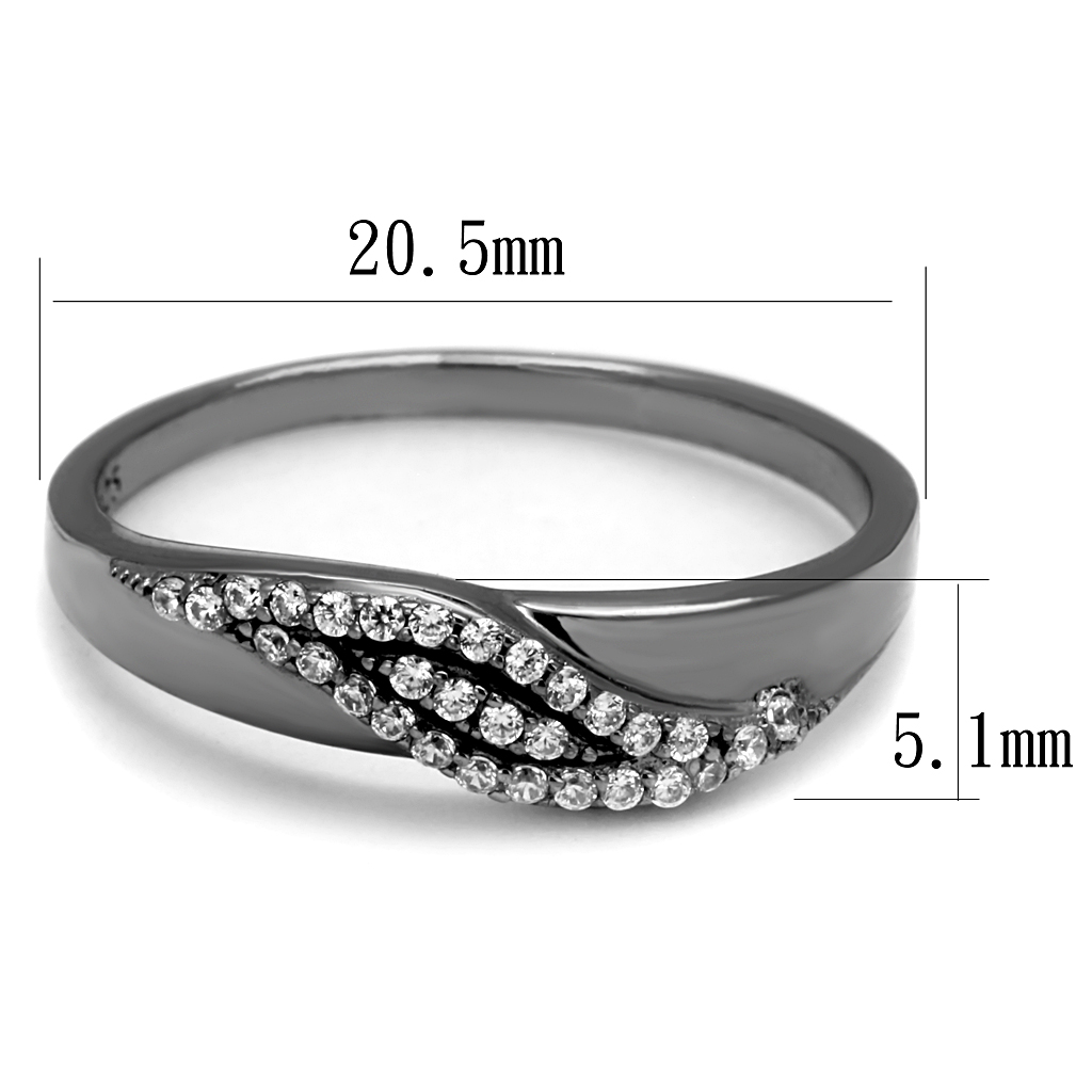 TS524 - 925 Sterling Silver Ring Ruthenium Women AAA Grade CZ Clear