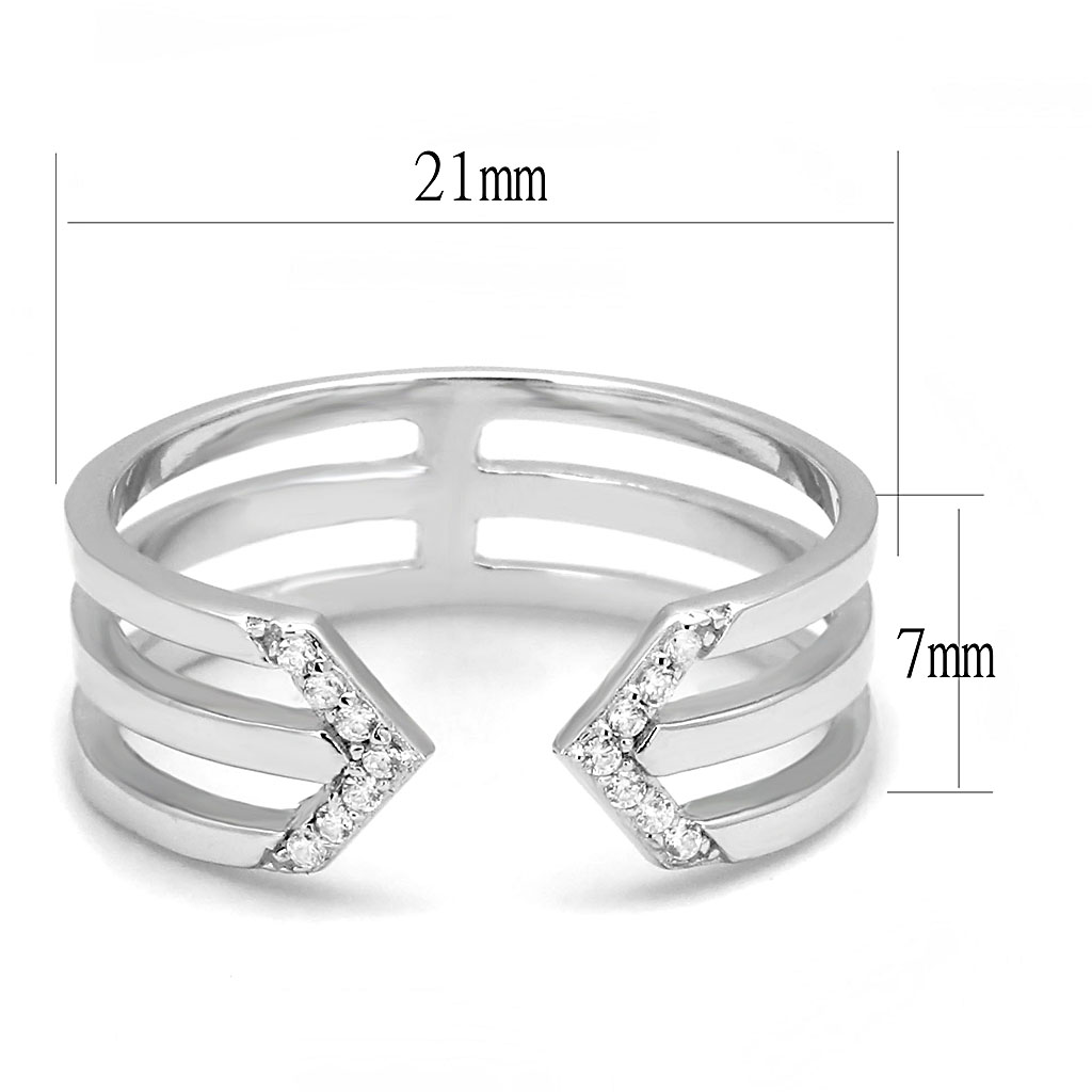 TS574 - 925 Sterling Silver Ring Rhodium Women AAA Grade CZ Clear