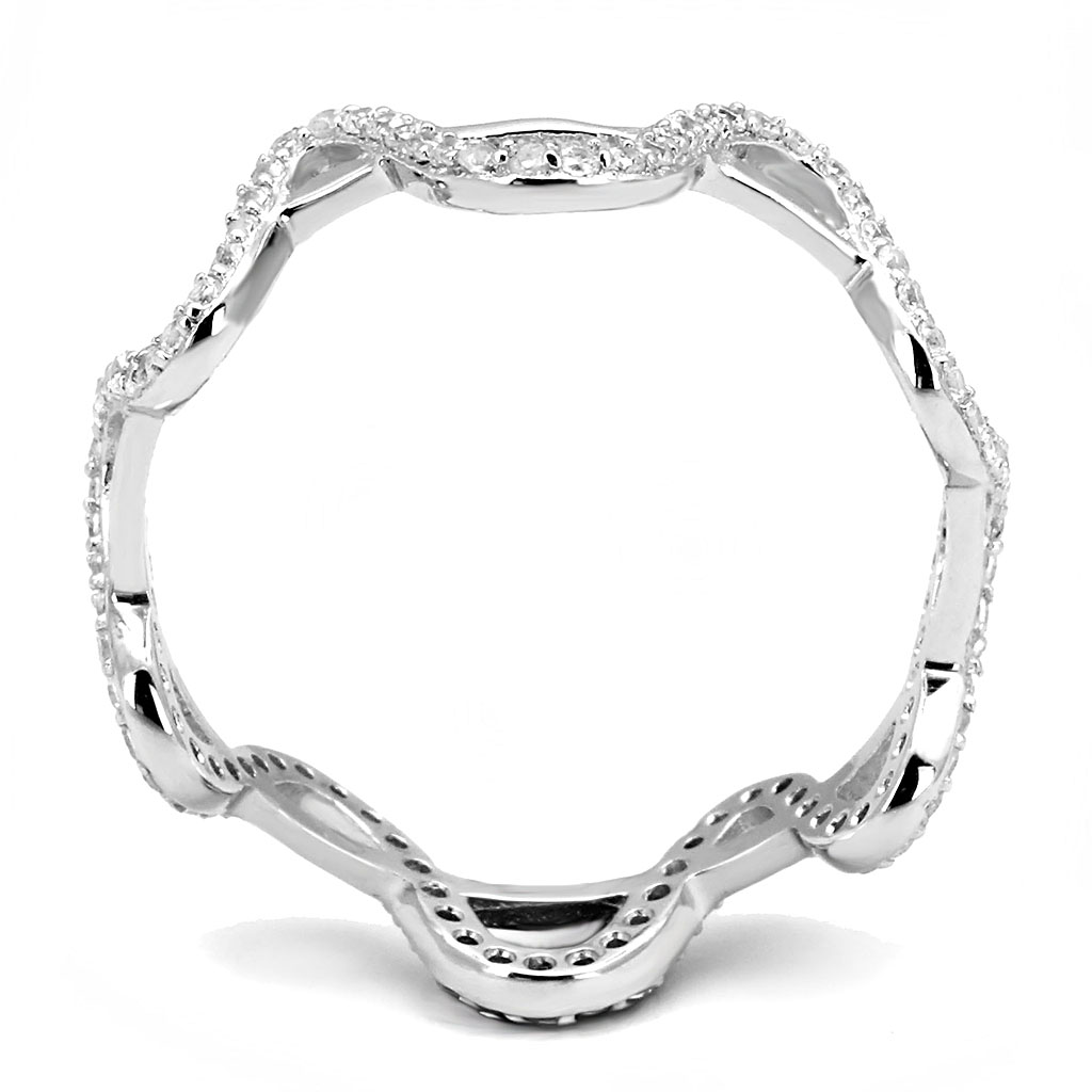 TS576 - 925 Sterling Silver Ring Rhodium Women AAA Grade CZ Clear