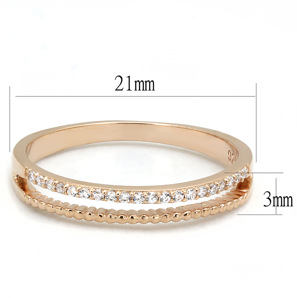 TS592 - 925 Sterling Silver Ring Rose Gold Women AAA Grade CZ Clear