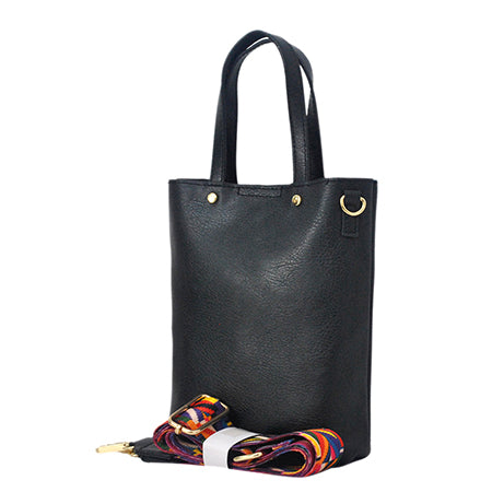 Black Faux Leather NGIL Bucket Handbag