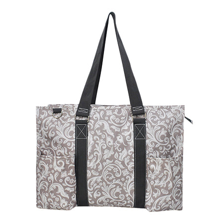 Floral Vines NGIL Zippered Caddy Large Organizer Tote Bag