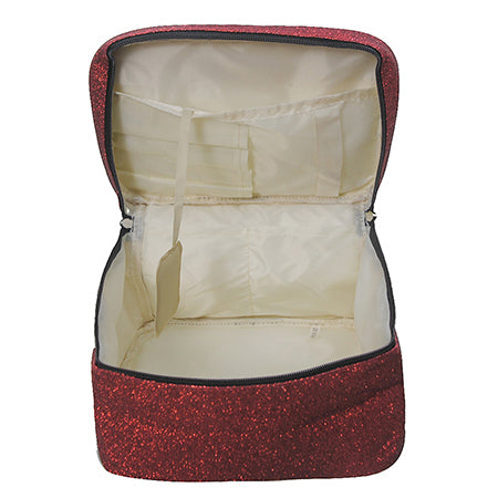 Red Glitter NGIL Large Top Handle Cosmetic Case