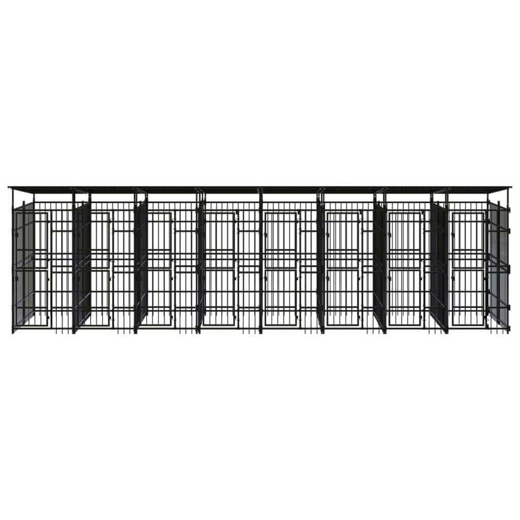 vidaXL Outdoor Dog Kennel with Roof Steel 158.8 ft2