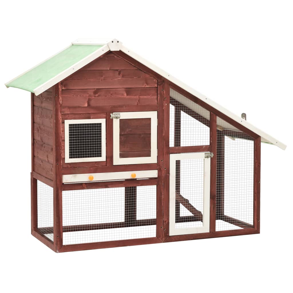 vidaXL Solid Firwood Rabbit Hutch Wooden Pet Cage House Carrier Multi Colors