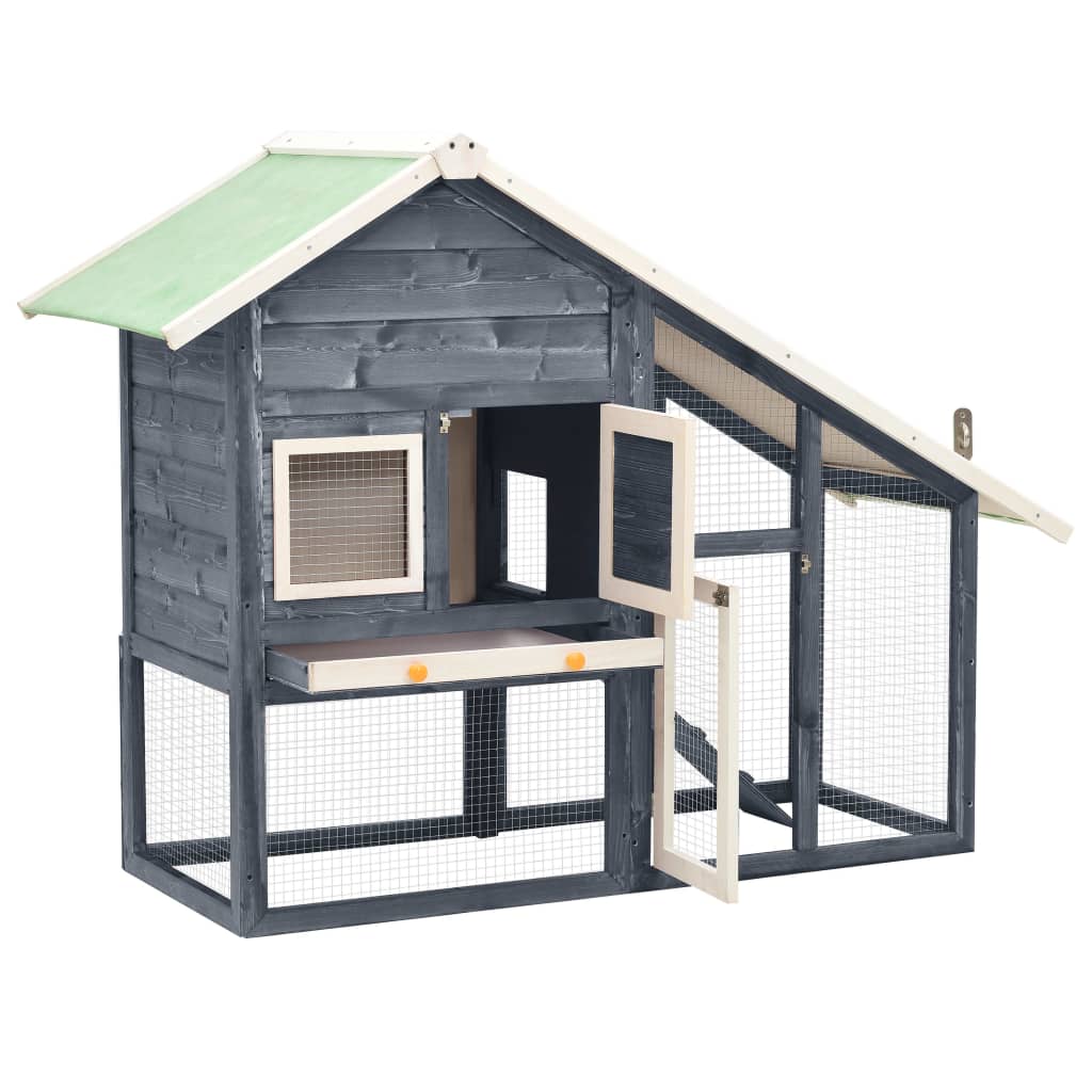 vidaXL Solid Firwood Rabbit Hutch Wooden Pet Cage House Carrier Multi Colors