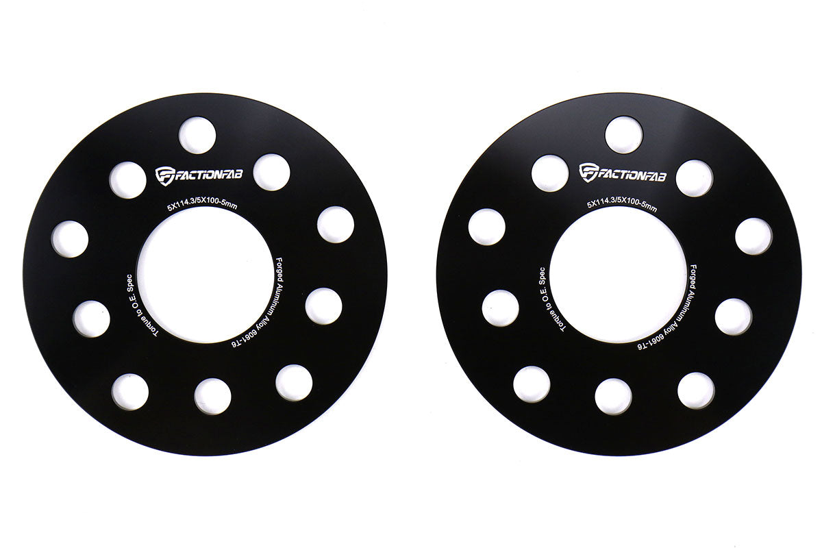 FactionFab 5x100/ 5x114.3 5mm 6061-T6 Forged Wheel Spacers (set of 2) Subaru 2015-2020 WRX / 2005-2020 STI