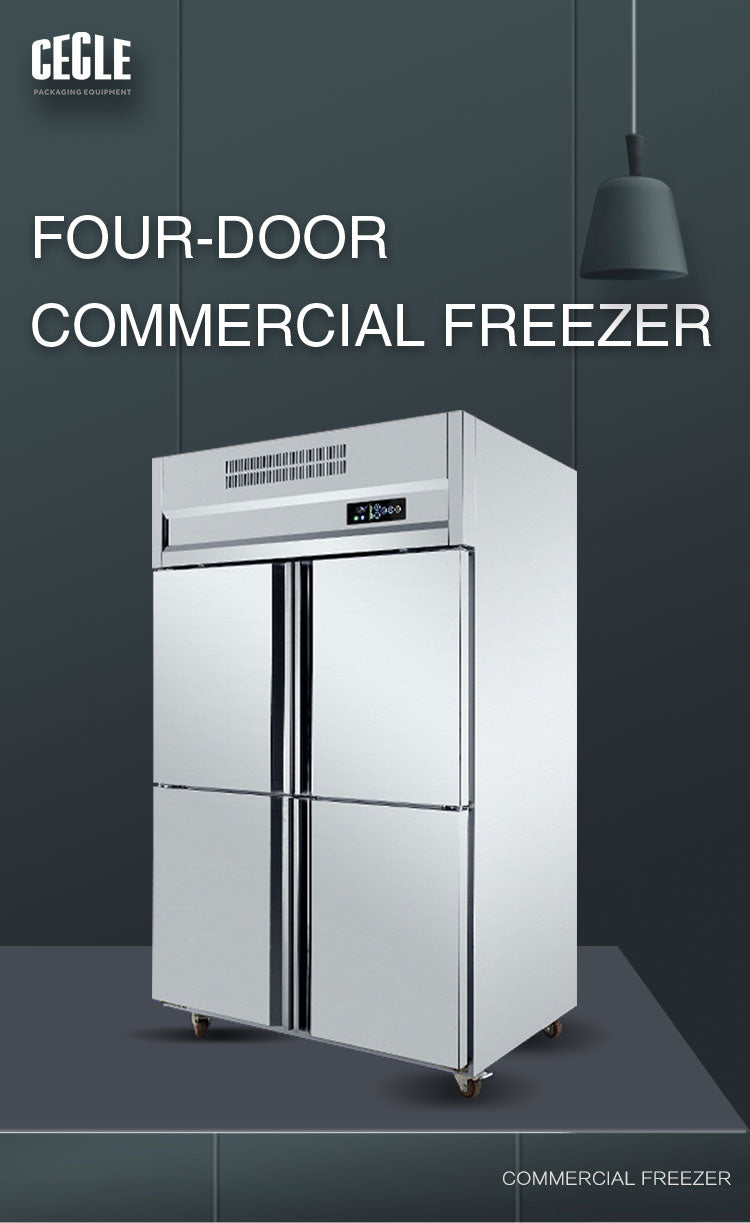 Four-door commercial freezer, commercial freezer, refrigerated freezer dual temperature function, three options, commercial freezer refrigeration, commercial refrigerator