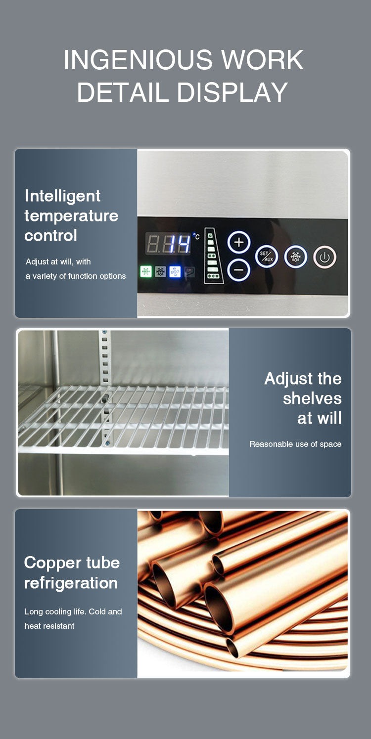 Four-door glass freezer Reach-In stainless commercial freezer 35cu.ft/1000 Liter restaurant refrigerator
