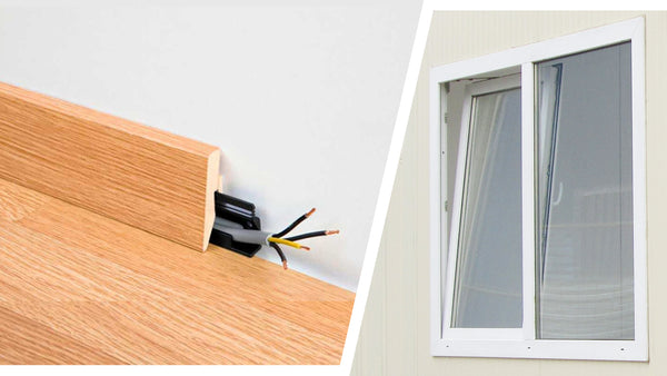 Using a finish nailer to secure baseboards and door or window frames