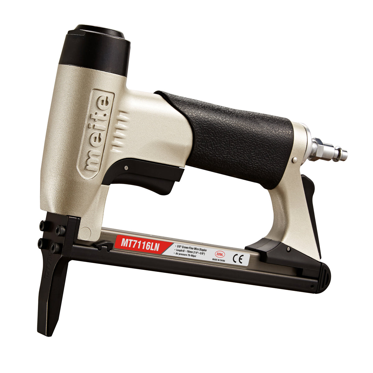 meite MT7116LN 22GA 3/8'' Crown Pneumatic Upholstery Stapler with Long Muzzle