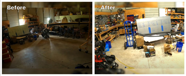 Comparing the brightness before and after installing LED high bay light.
