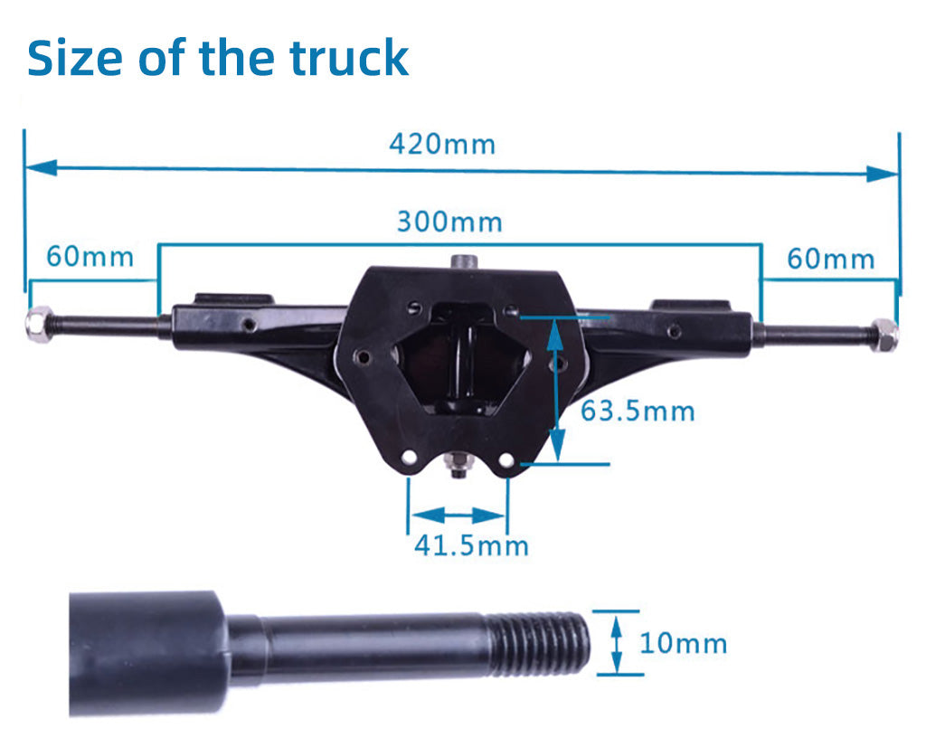 16.5 inches truck detail size for DIY esk8/skateboard/mountain wheel