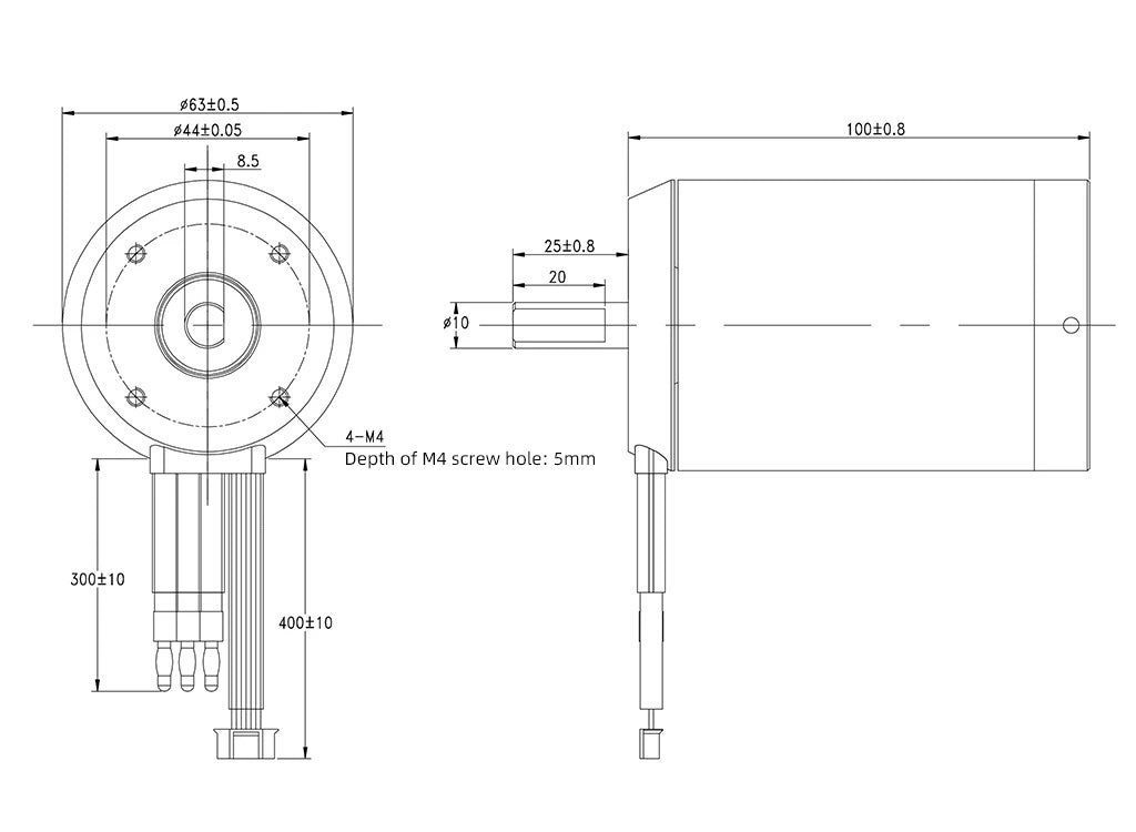 10MM D Shaft electric skateboard Motor diagram