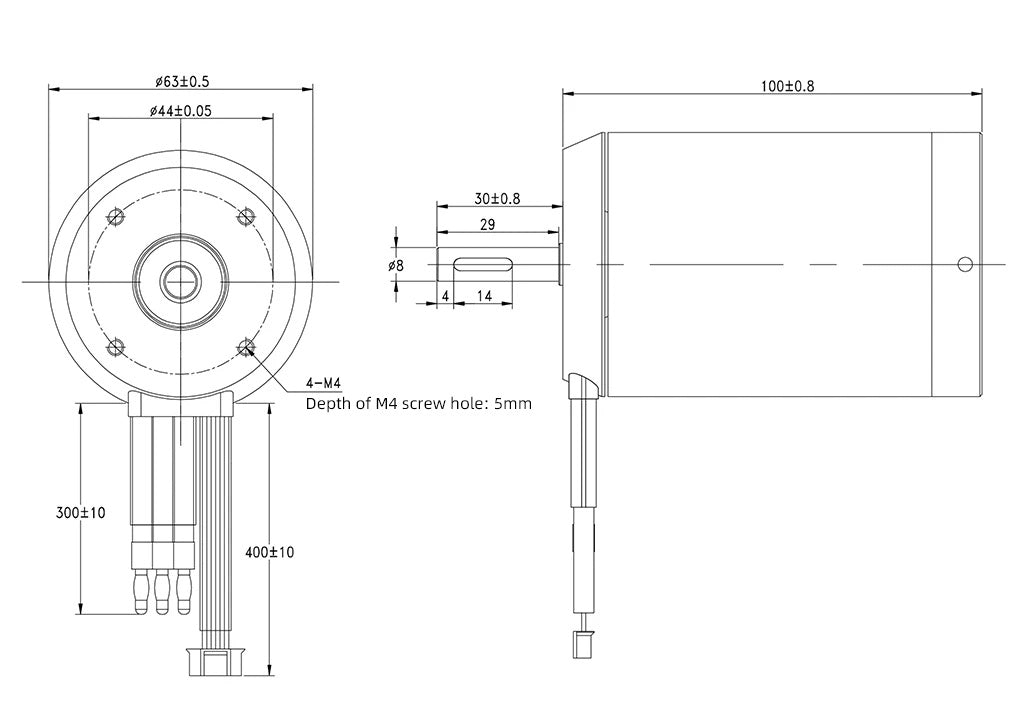 8MM Round Shaft Electric skateboard Motor Diagram