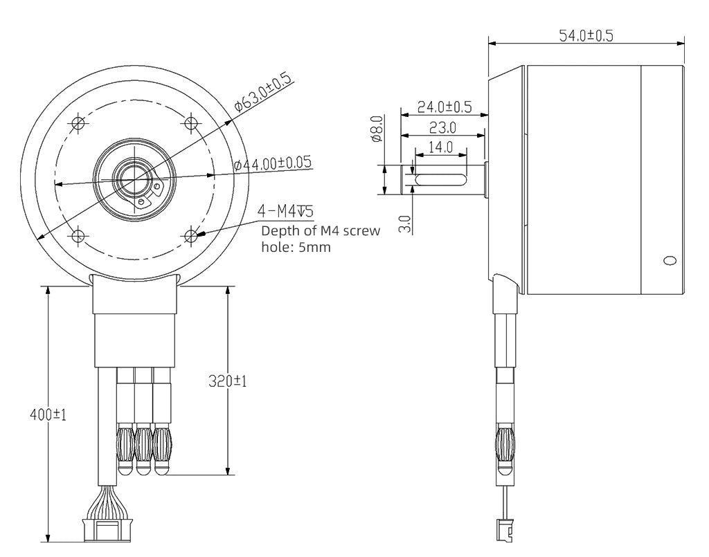 Flipsky Battle hardened 6354 Motor drawings Roud-short shaft