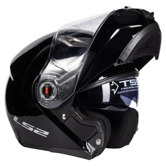 LS2 FF370 Motorcycle Racer Helmet - Flip up Full Face Dual Lens with Sun Visor