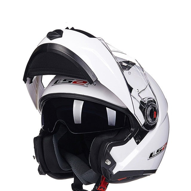 LS2 FF370 Motorcycle Racer Helmet - Flip up Full Face Dual Lens with Sun Visor