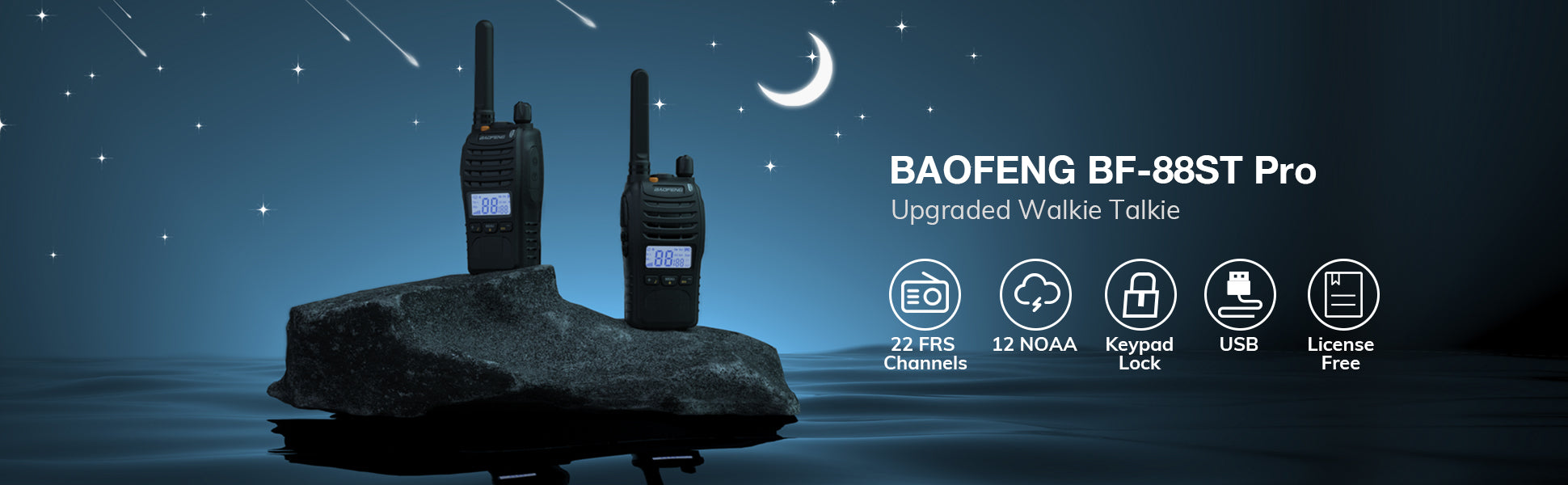 Banner showing BF-88ST Pro walkie-talkie product