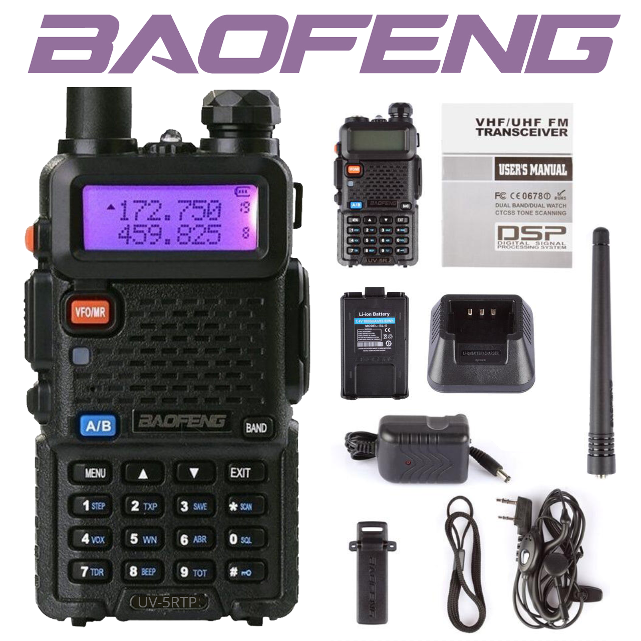 Baofeng UV-5R 8W Radio Tri-Power Dual Band 1/4/8W Ham Walkie Talkie Scanner  US Inox Wind
