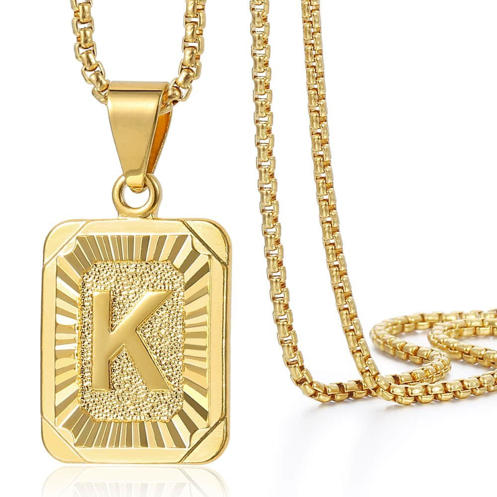 Gold Filled A-Z Initial Necklace - Pendant & Box Chain - 22