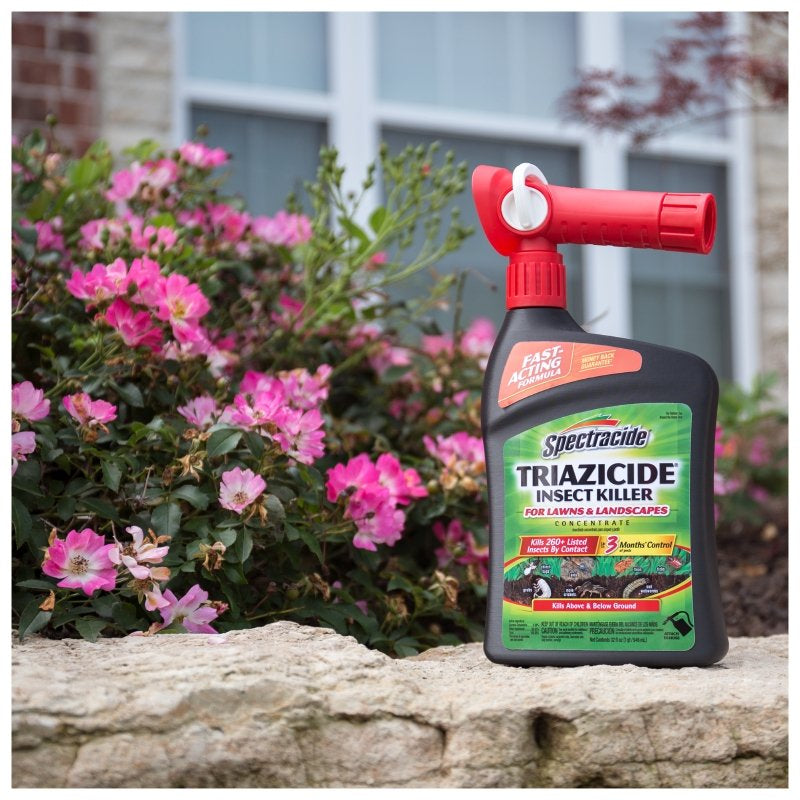 Spectracide Triazicide Insect Killer for Lawns & Landscapes Concentrate 32Oz, Quickflip Hose-End Sprayer