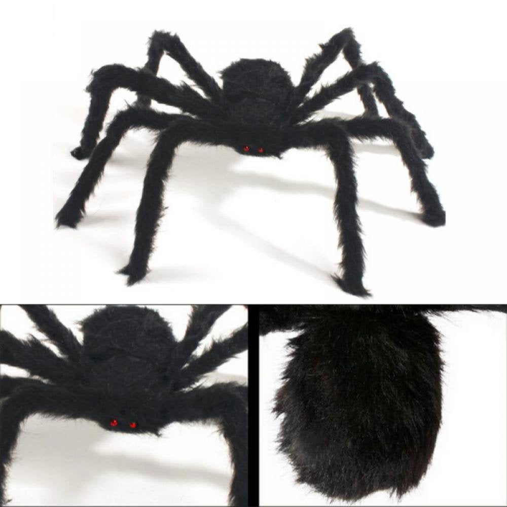 Halloween Giant Spider Decorations, Large Fake Spider with Straps Hairy Backpack Spider Realistic Scary Prank Props for Indoor Outdoor Yard Party Halloween Decor,29.5