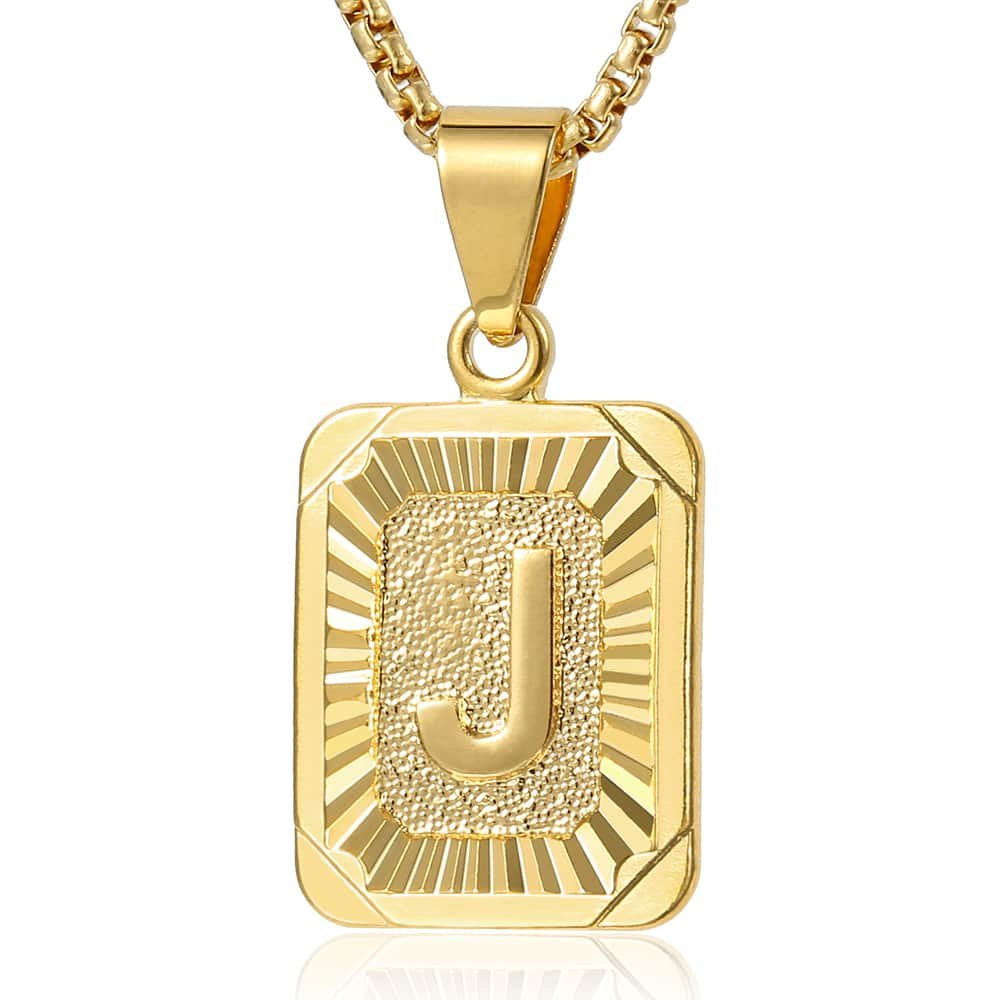 Gold Filled A-Z Initial Necklace - Pendant & Box Chain - 22