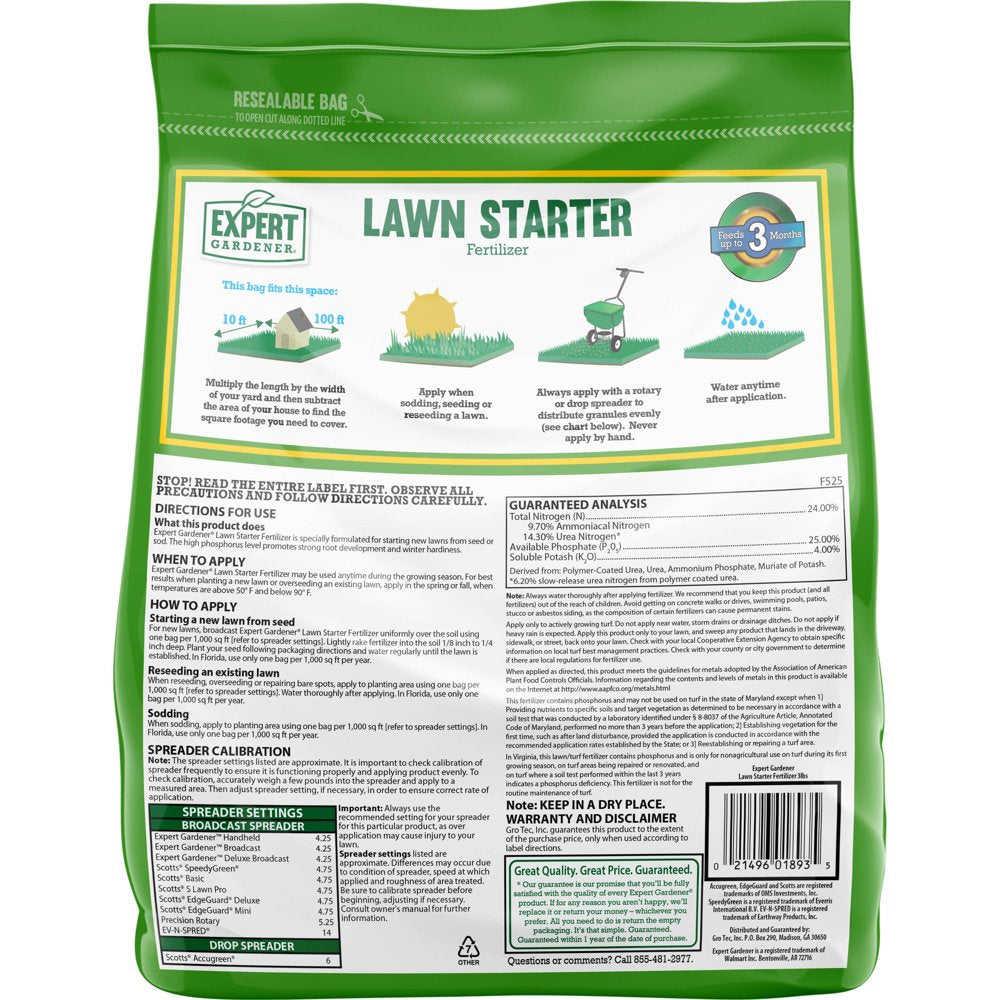 Expert Gardener Lawn Starter Lawn Food, 24-25-4 Fertilizer, 3 Lb.