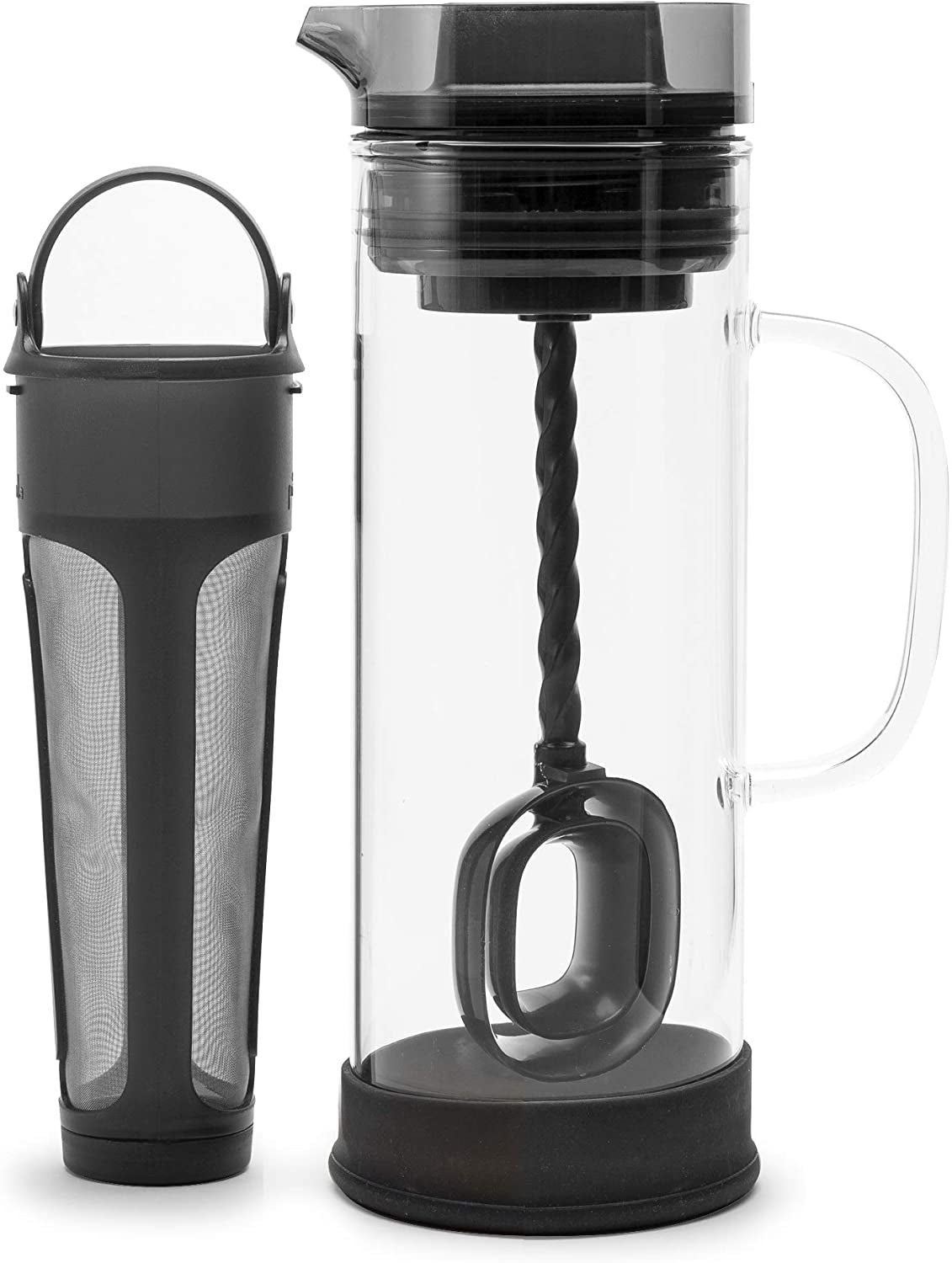 Cold Brew Iced Coffee Maker with Durable Glass Pitcher and Airtight Lid, Dishwasher Safe, Perfect 6 Cup Size, 1.6 Qt