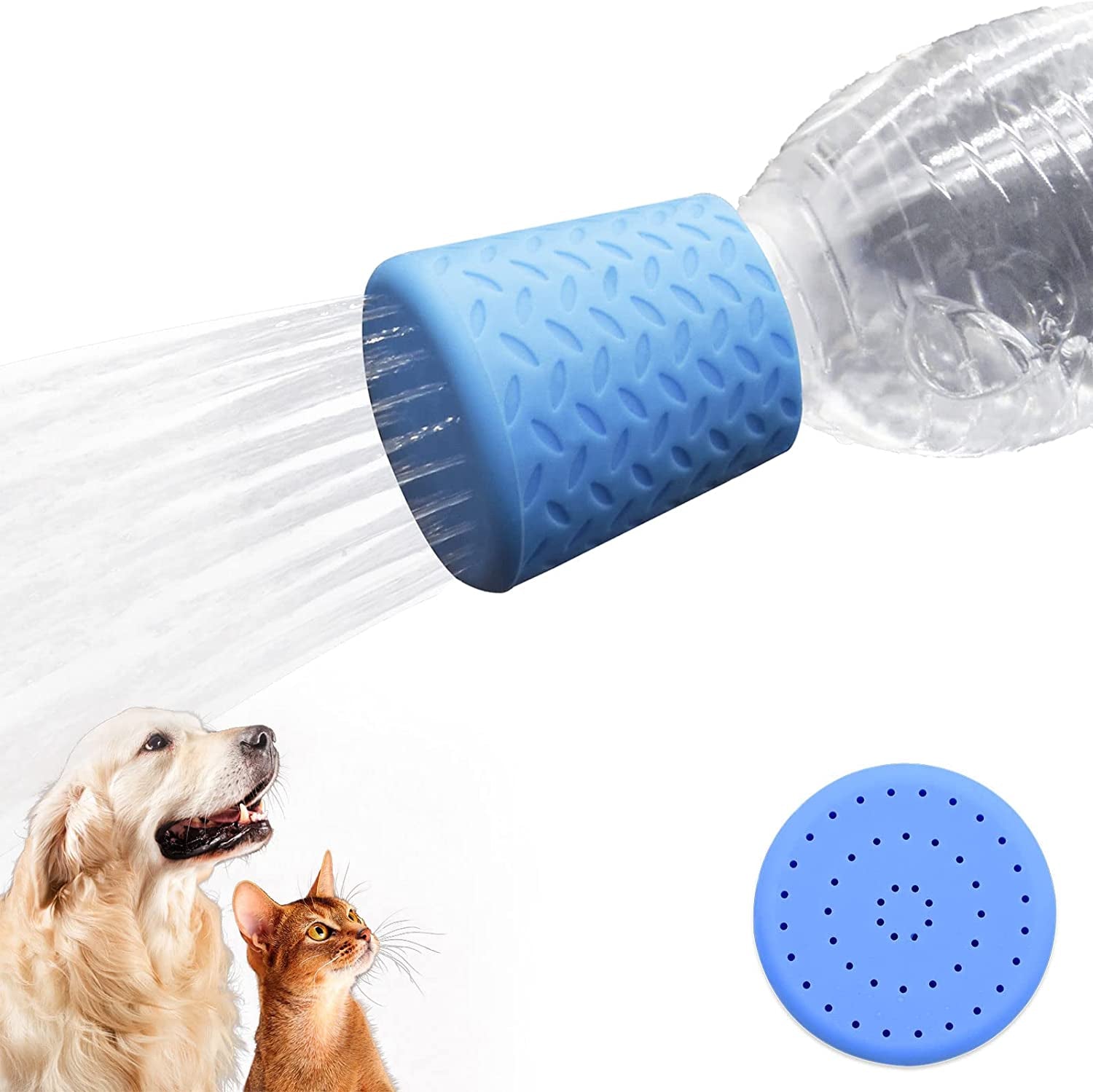 Silicone Dogs Shower Sprayer Head Attachment - Pet Shower Cap Sprinkler | Portable Outdoor Shower Heads for Camping, Hiking, Beach - Fits Most Plastic Mineral Water Bottle, 1 Pack Green