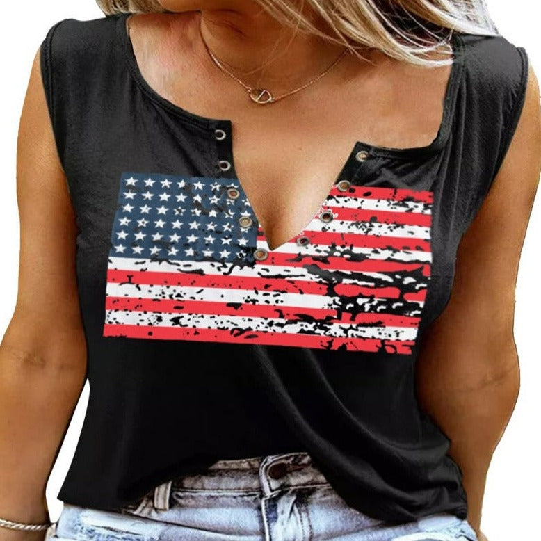 American Flag Tank Sleeveless T-Shirt 4Th of July  Patriotic