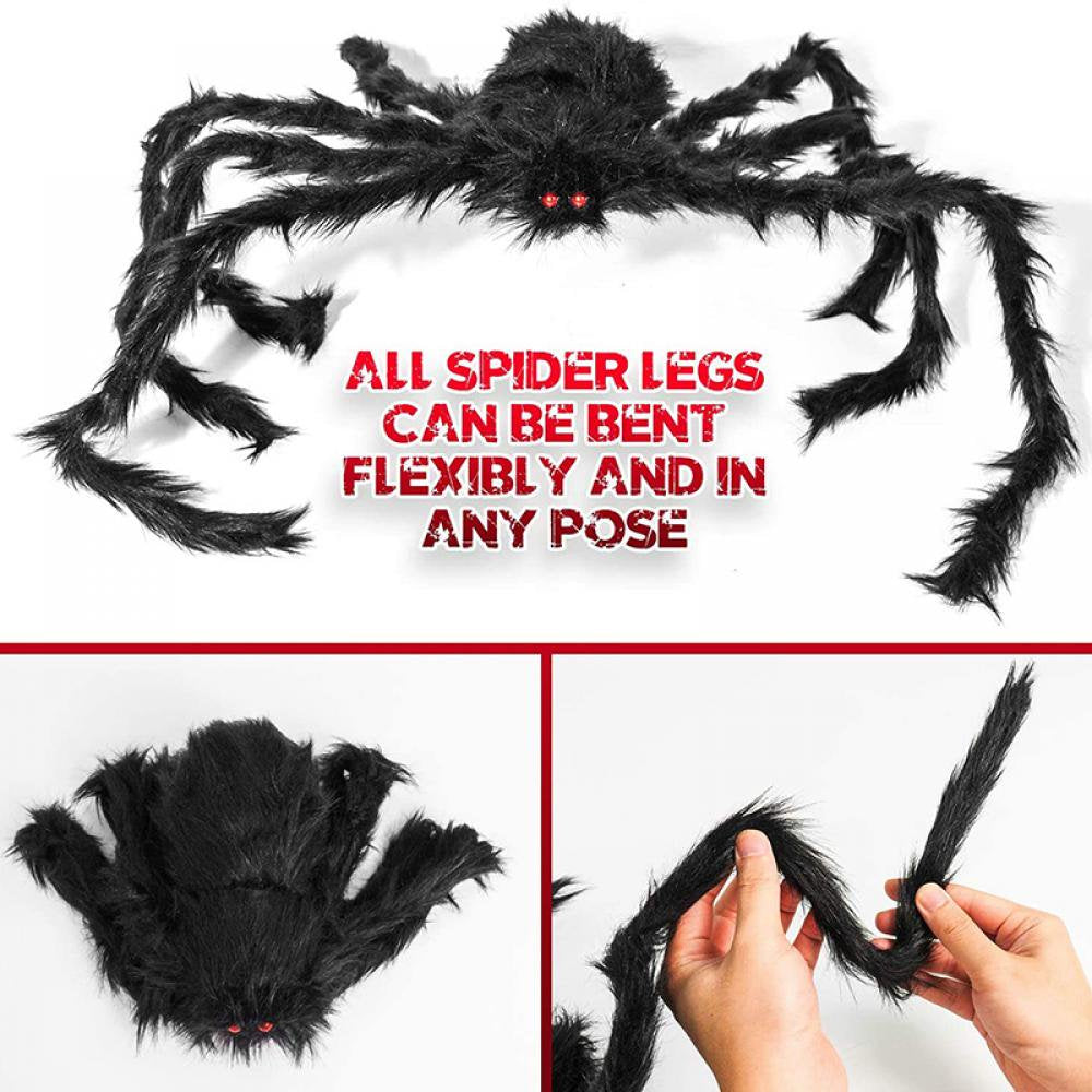 Halloween Giant Spider Decorations, Large Fake Spider with Straps Hairy Backpack Spider Realistic Scary Prank Props for Indoor Outdoor Yard Party Halloween Decor,29.5