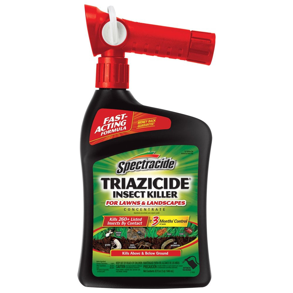 Spectracide Triazicide Insect Killer for Lawns & Landscapes Concentrate 32Oz, Quickflip Hose-End Sprayer