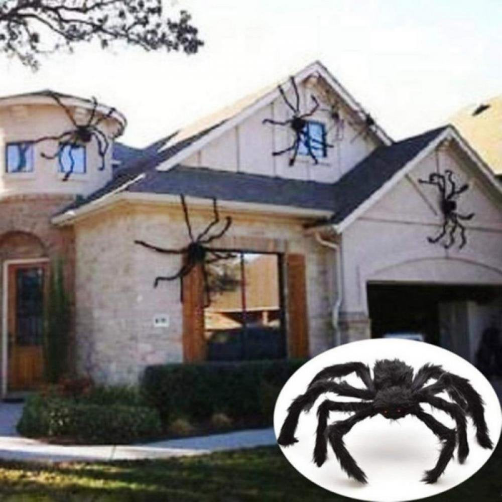 Halloween Giant Spider Decorations, Large Fake Spider with Straps Hairy Backpack Spider Realistic Scary Prank Props for Indoor Outdoor Yard Party Halloween Decor,29.5