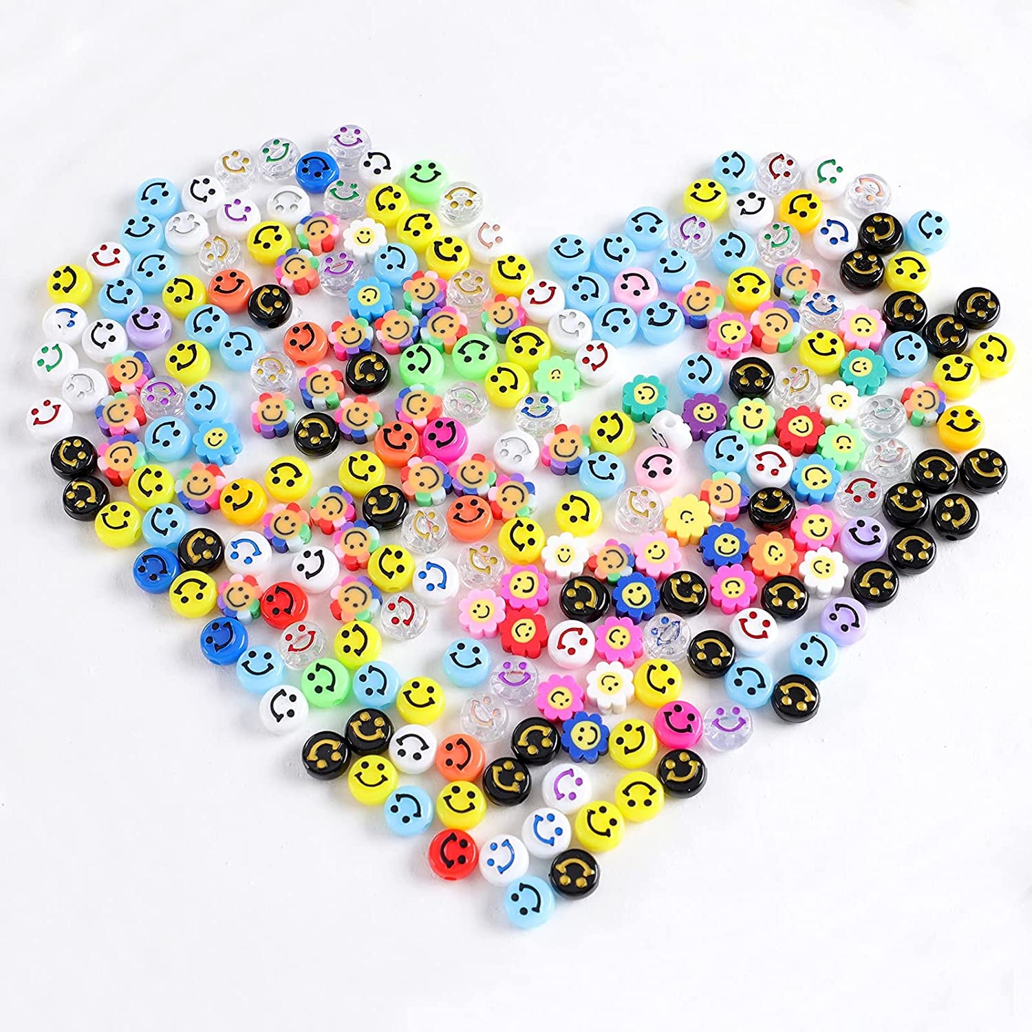 600Pcs  Variety Smiley Face Beads