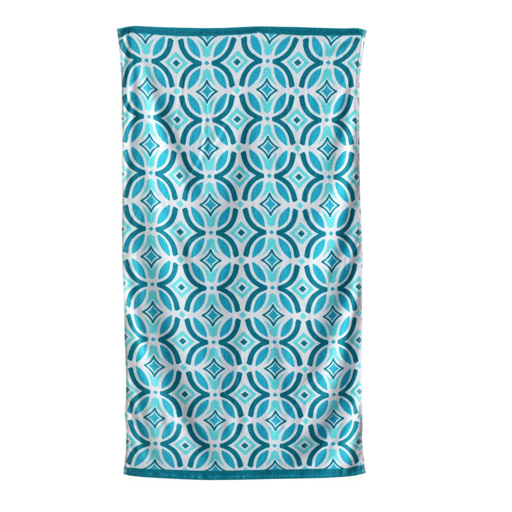 Velour Beach Towel, Midistripe, Blue, 28X60